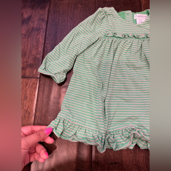 Ralph Lauren Baby Girl Dress Pink and Green Stripe size 6 months - Picture 2 of 5